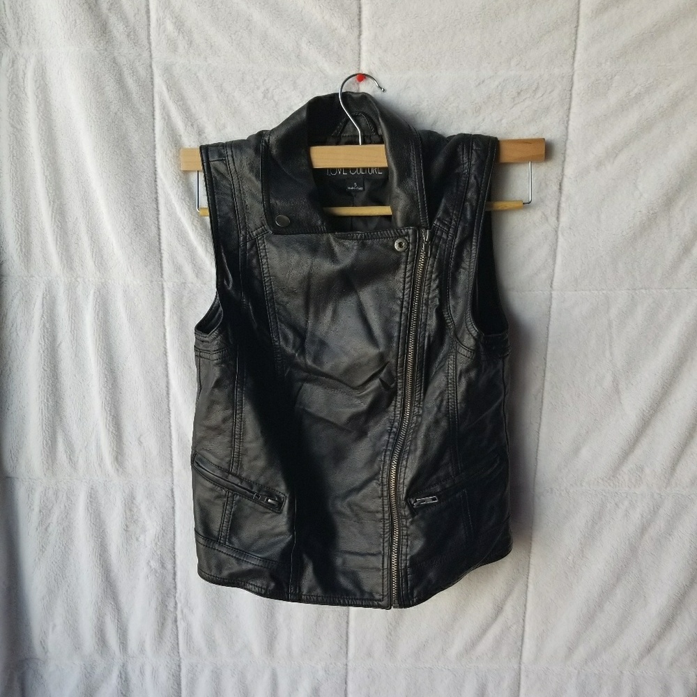 Black Faux Leather Vest Size Small
